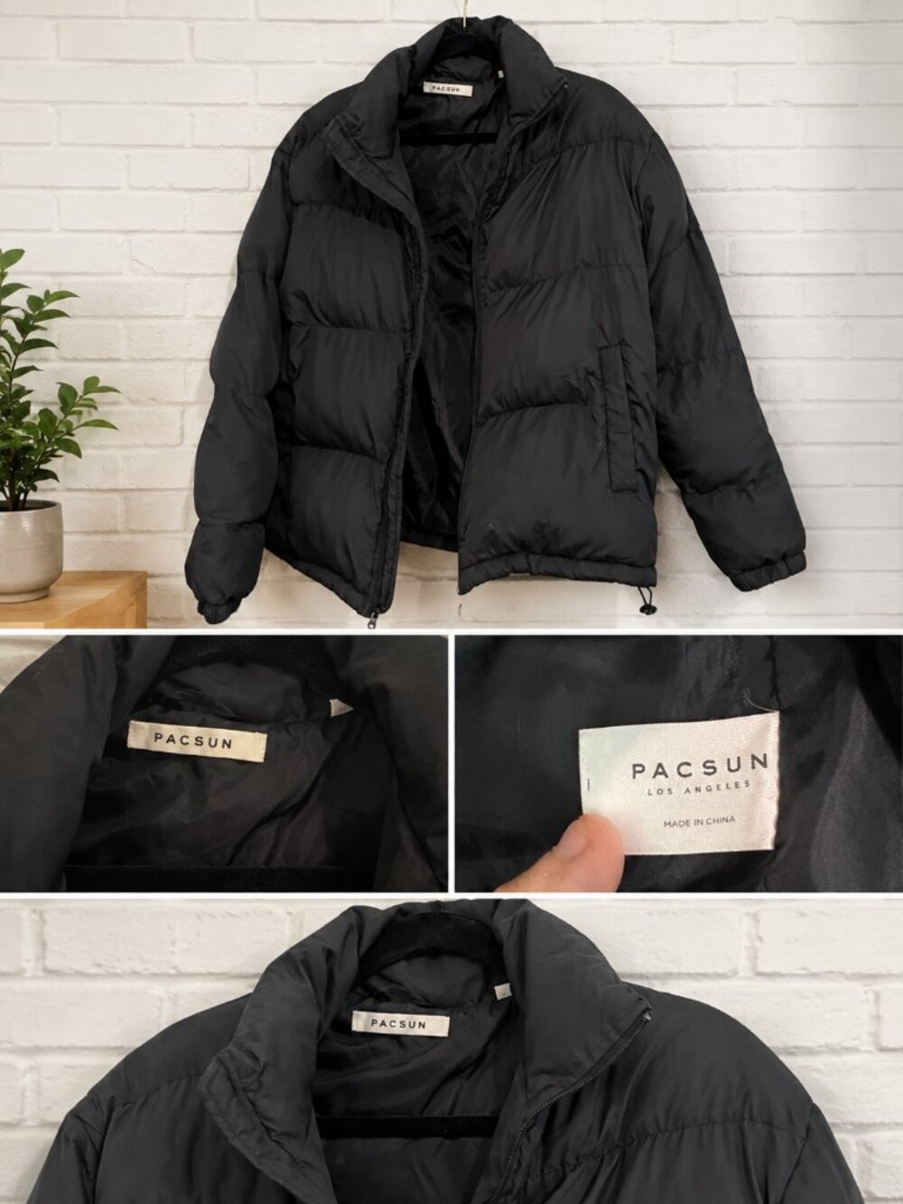 PacSun Black Puffer Jacket Women’s Quilted Winter Coat